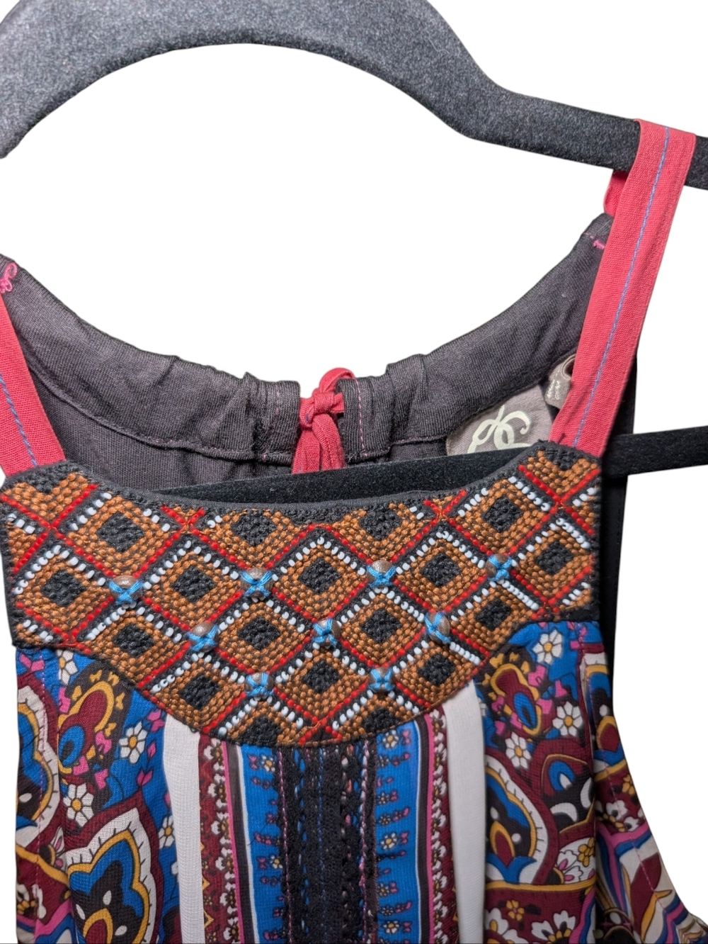 Multicolor Beaded Tank with Burgundy Straps - Picture 4 of 5